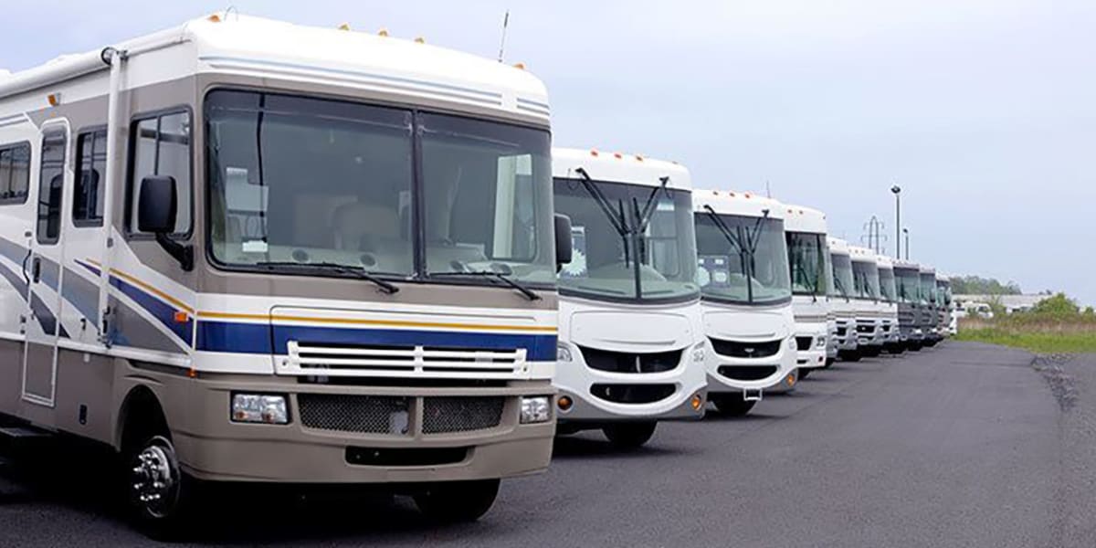 RVs parked at Port Storage in Tillamook, Oregon