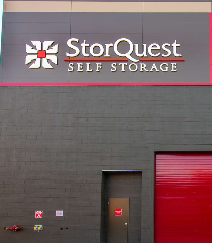 The exterior of the main entrance at StorQuest Self Storage in Brooklyn, New York