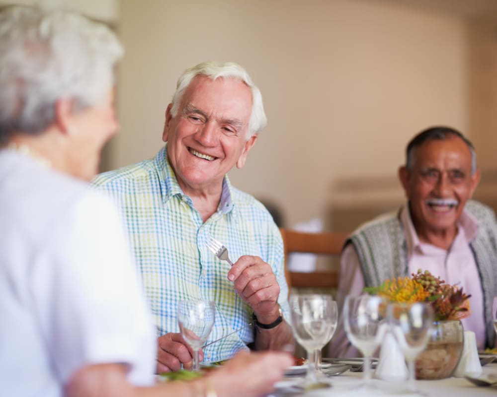Residents enjoy a meal at Dubuque, Iowa.