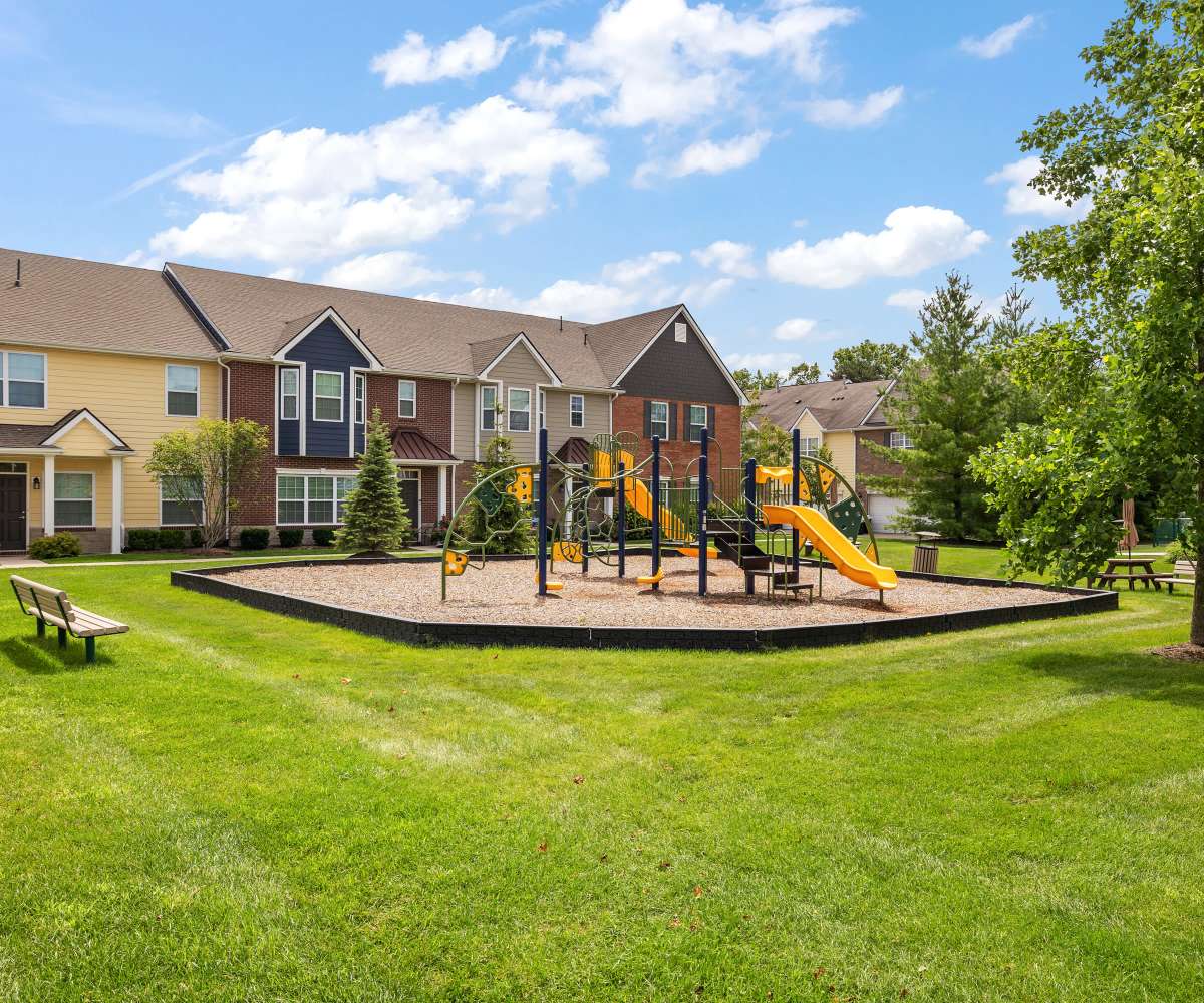 Community view with kids playground at Spring Haven in Southfield, Michigan