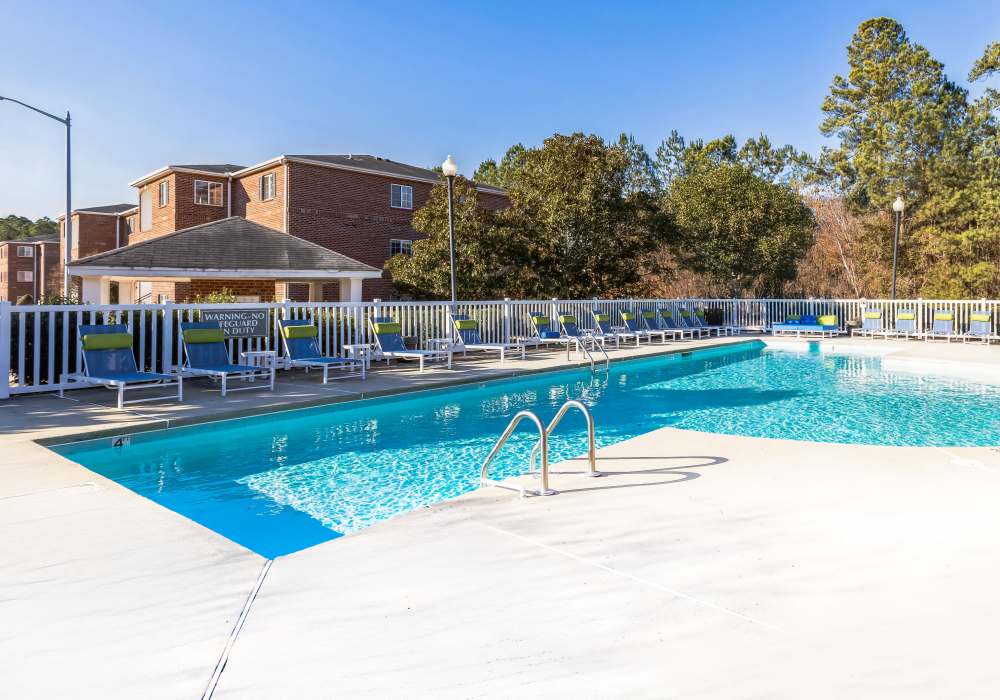 Sparkling pool at Hidden Creek Village in Fayetteville, North Carolina