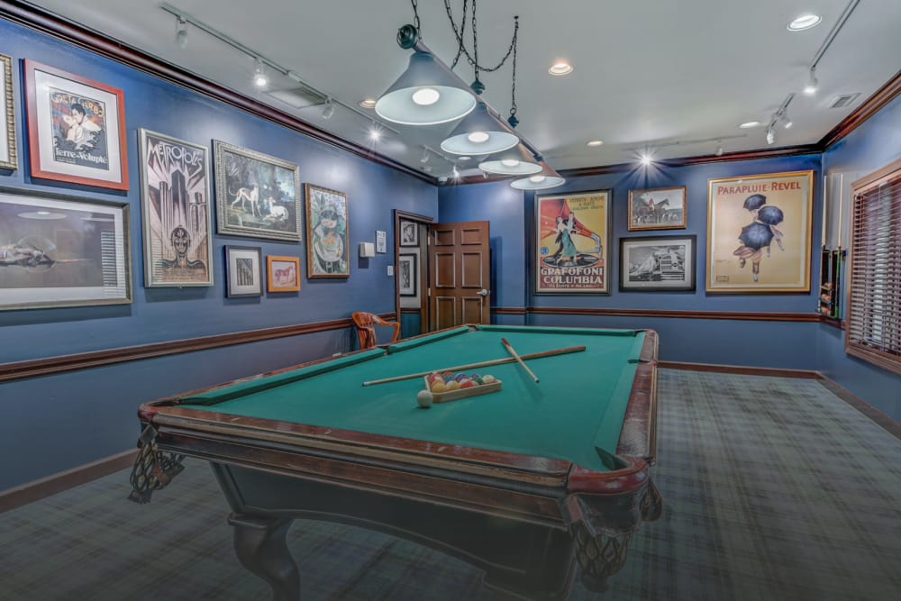Pool table of a community at Park West Apartments in Griffith, Indiana
