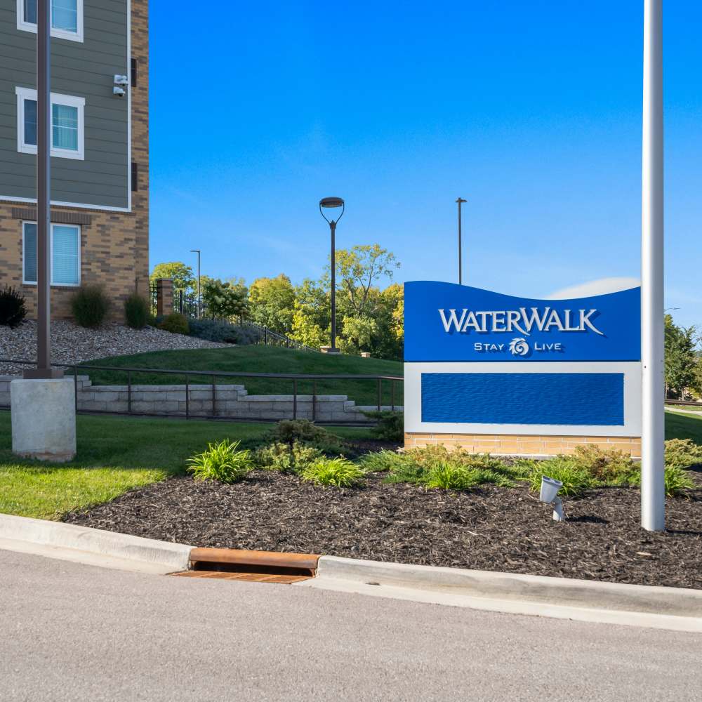 Property signage at WaterWalk Kansas City - Overland Park in Overland Park,Kansas