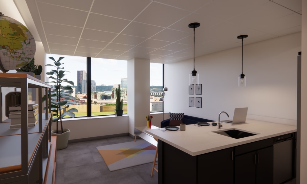 Modern kitchen at Altitude on Main in Richmond, Virginia