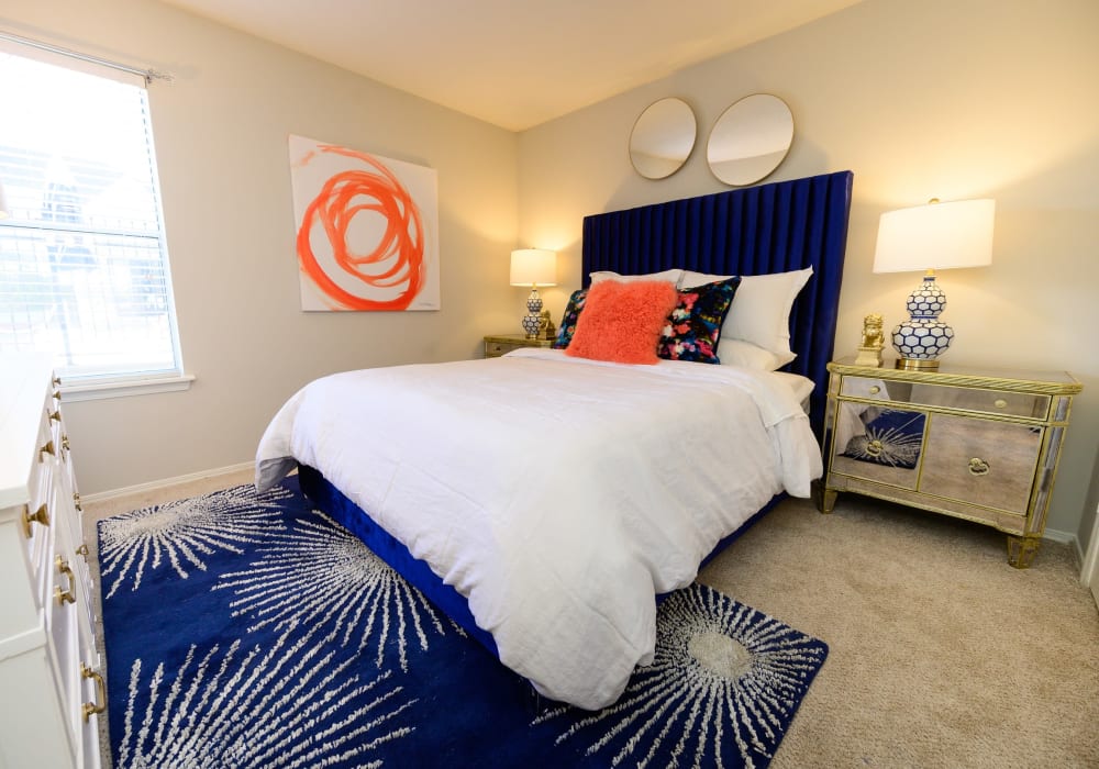 Plush carpeting and ample natural light in a model home's bedroom at The Hamilton in Hendersonville, Tennessee