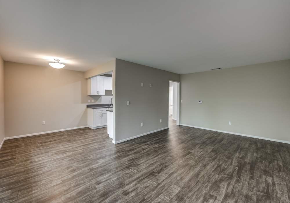 Spacious living room at Chatham Village in Tustin, California, 