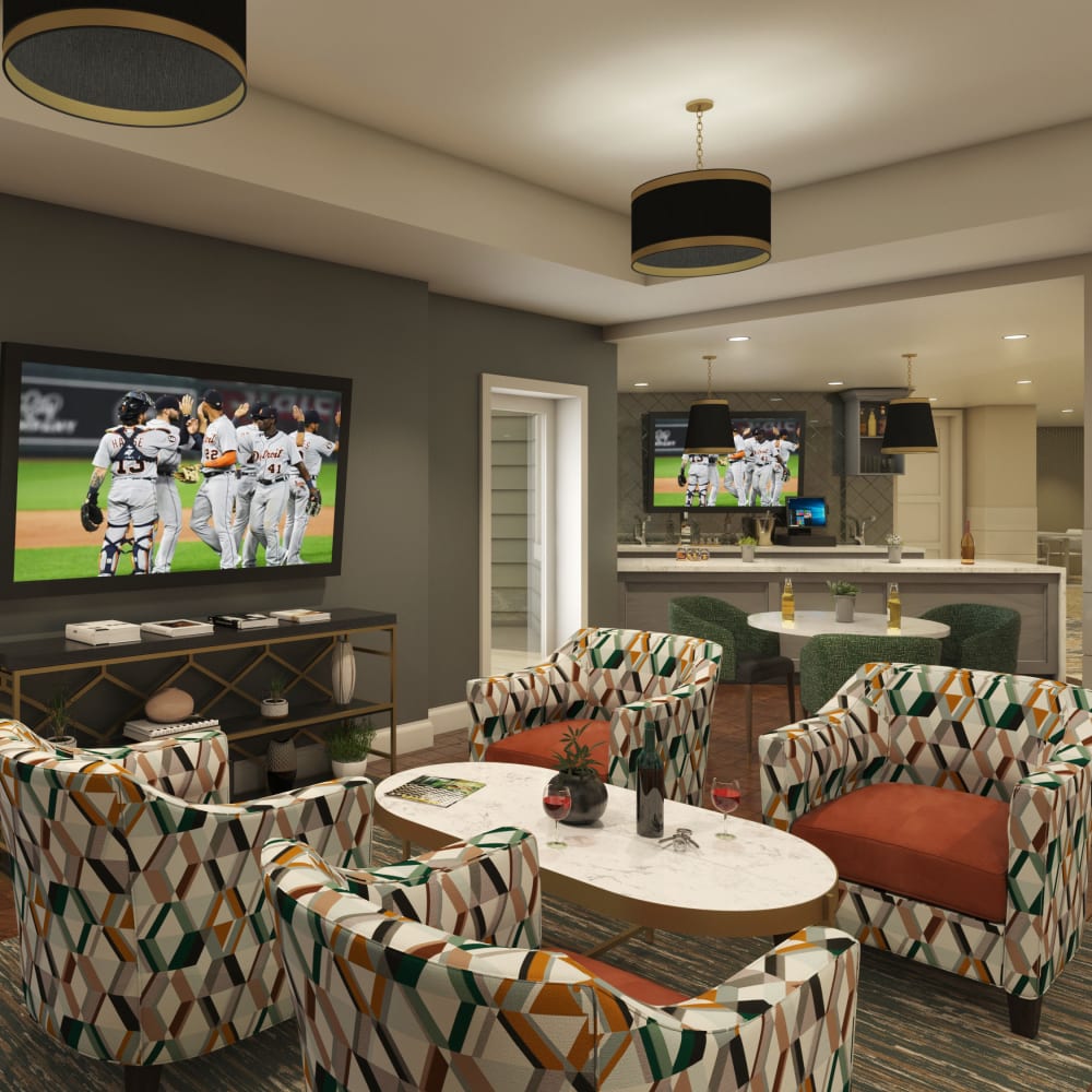 Lounge seating area at Anthology of Farmington Hills in Farmington Hills, Michigan
