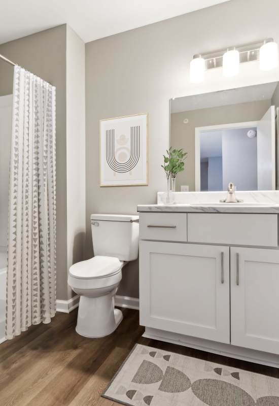 Model bathroom at Barrington Parc in Moody, Alabama