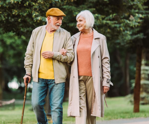 Couple walking at Pacifica Senior Living Sterling in Sterling, Virginia