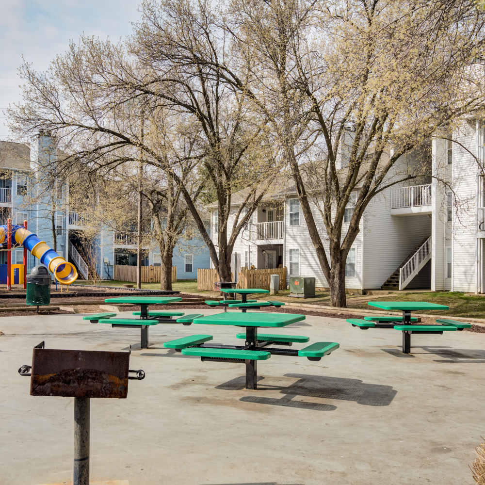 Outdoor seating area at Chase Heritage in Sterling, Virginia