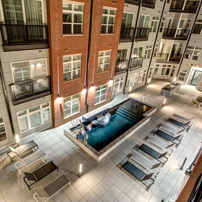 Pool and patio at Attain Downtown, Norfolk, Virginia