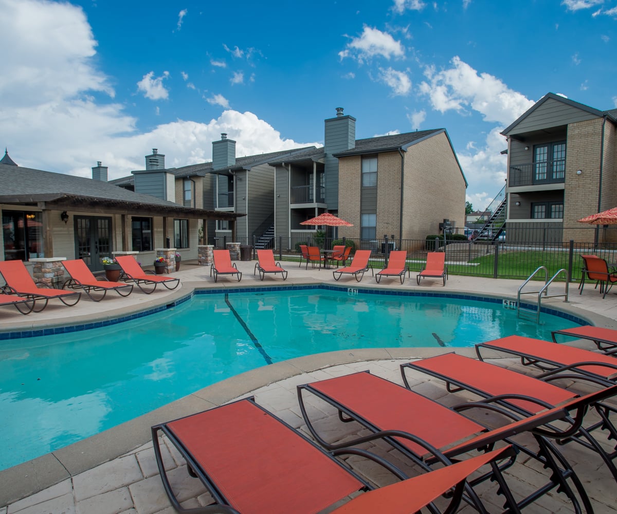 Sparkling swimming pool at Cimarron Pointe Apartments in Oklahoma City, Oklahoma