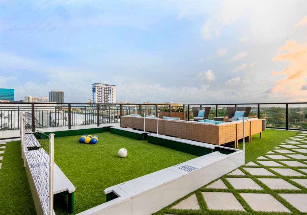 Outdoor games on the rooftop deck at Motif in Fort Lauderdale, Florida