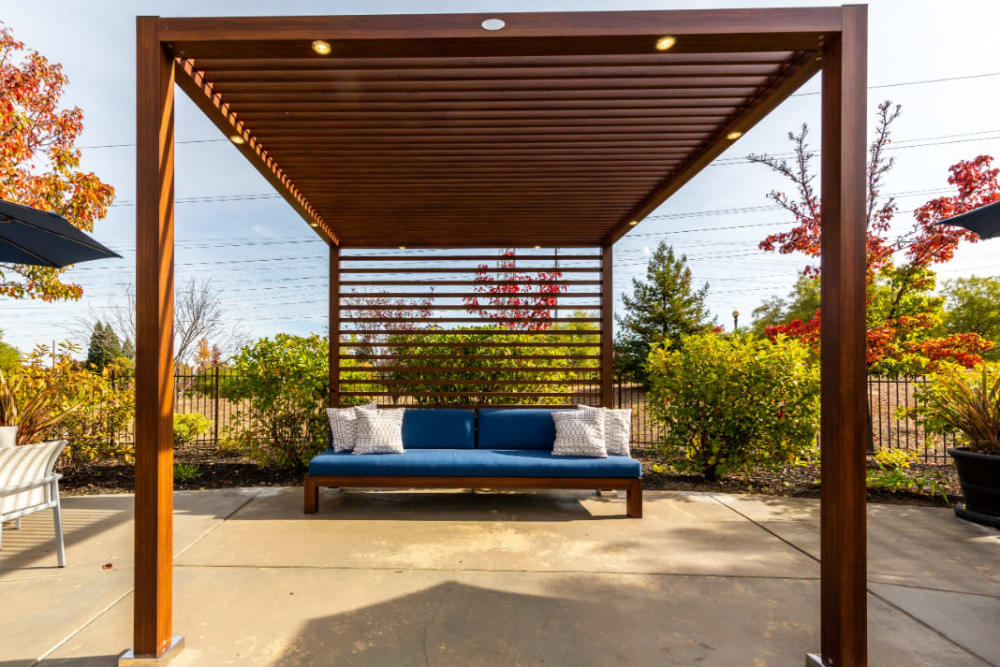 Outdoor poolside lounge area at The Fairmont at Willow Creek in Folsom, California