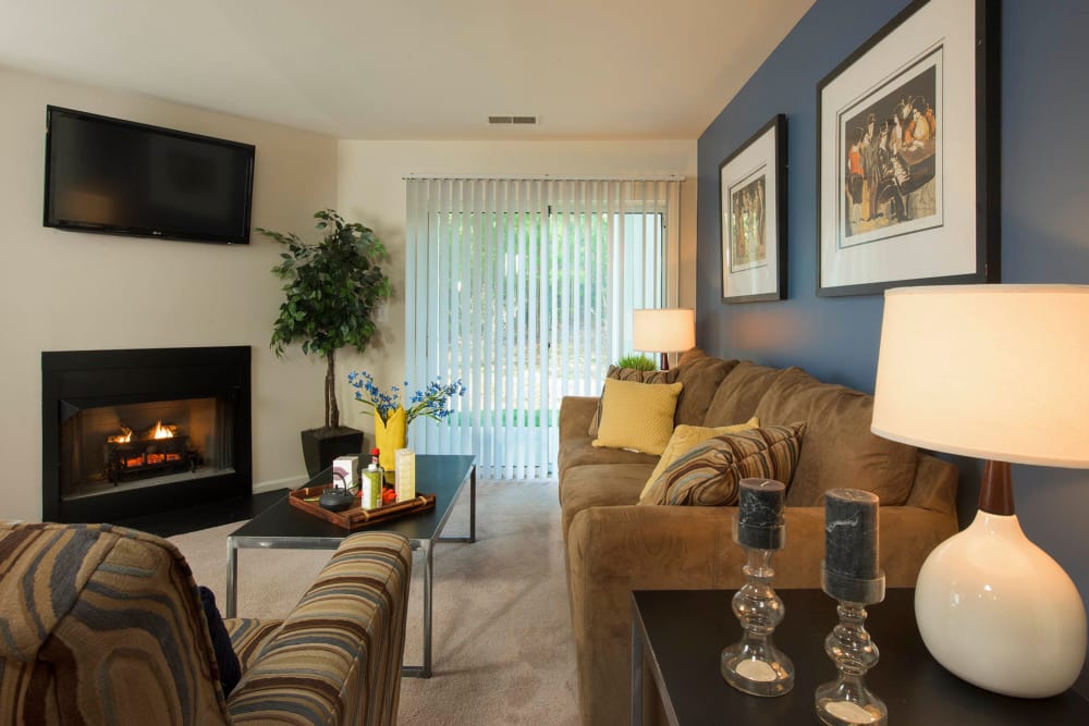 Beautiful living room with lots of natural lighting at Park Villas Apartments in Lexington Park, Maryland