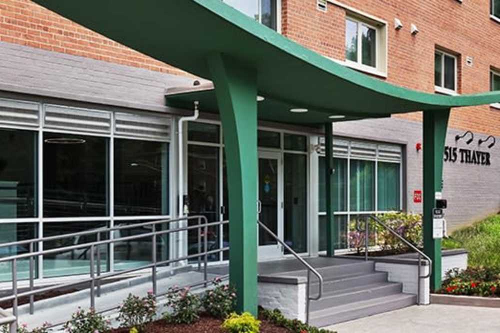 Building entrance at 515 Thayer in Silver Spring, Maryland