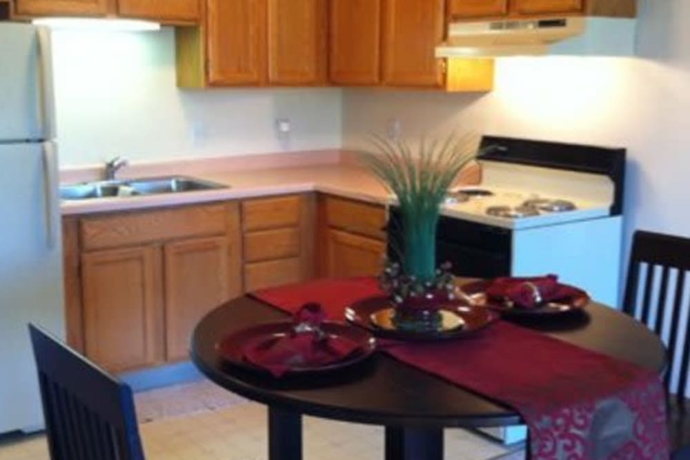 Cozy apartment kitchen at The Ridge at Madison in Fitchburg, Wisconsin