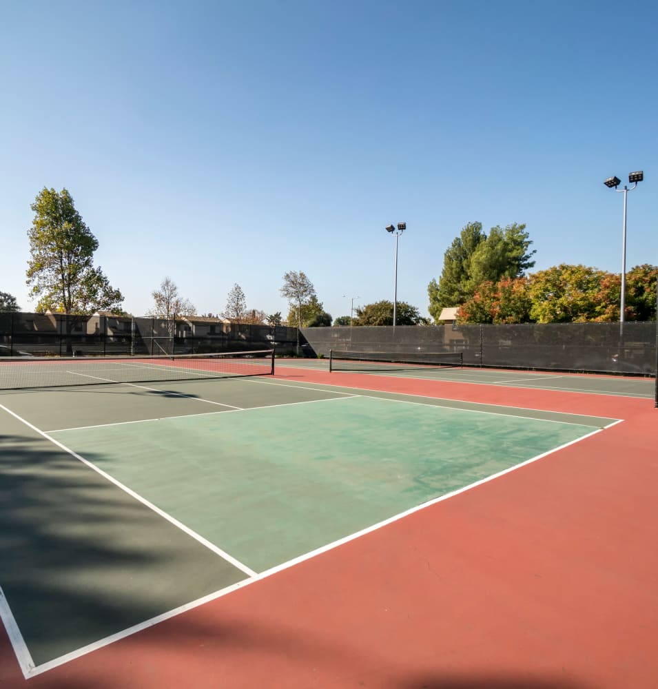 Onsite championship tennis courts at Waterstone Fremont in Fremont, California