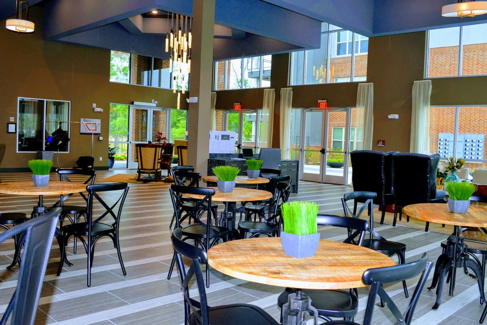 Community Center with tables at Anatole at the Pines in Conroe, Texas