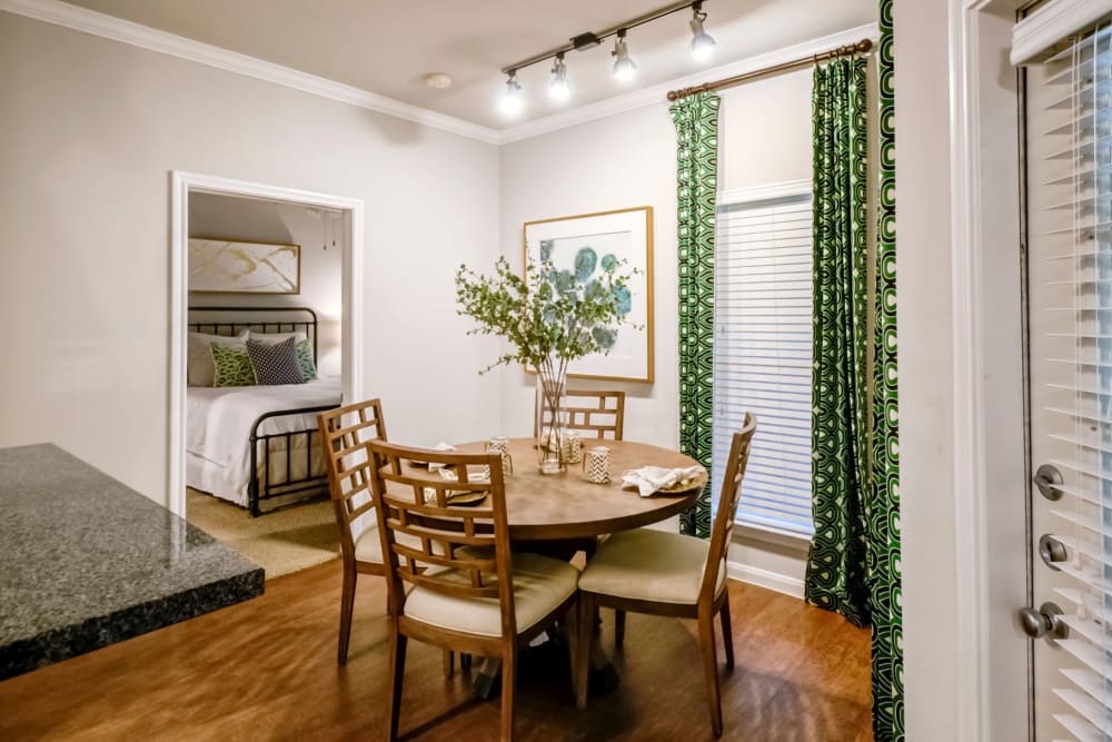 Cute dining area in a model home all ready to be eaten in at Sonterra Heights in San Antonio, Texas
