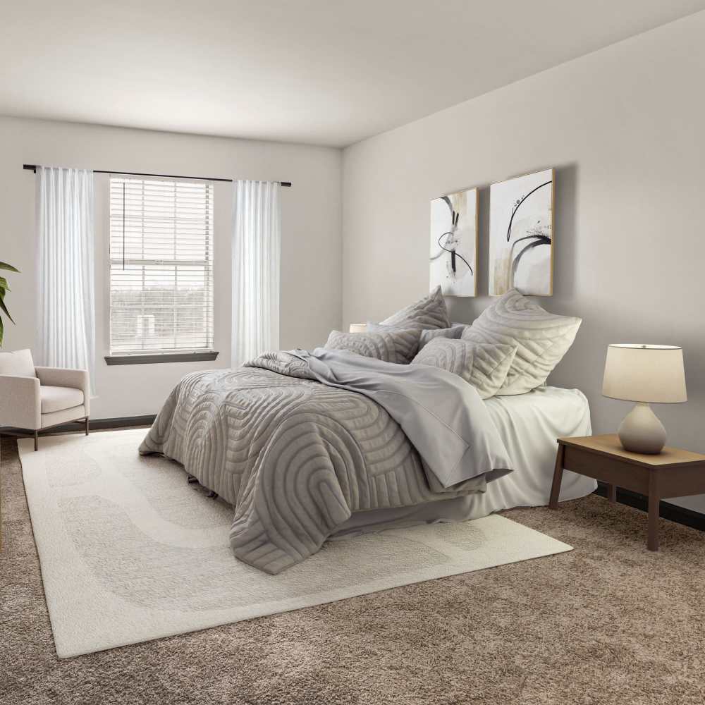 Comfortable bedroom at Equinox at Midtown in Chattanooga, Tennessee