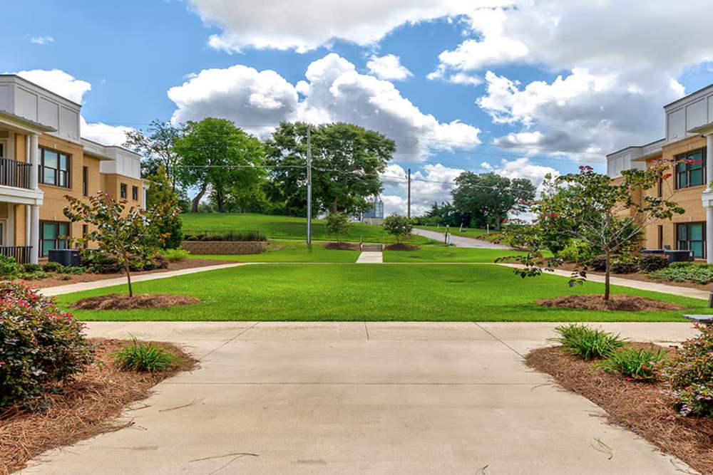 Community area with apartments at Silver Lakes in Madison, Georgia