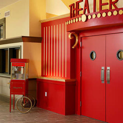 At First & Main of New Albany in New Albany, Ohio residents enjoy their own on-premise movie theater.