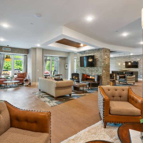 Multiple seating in the clubhouse at Lodge at Lake Wylie in Lake Wylie, South Carolina