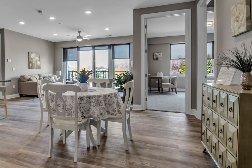 Open floor plan apartment with hardwood floors at Creekview Court in Getzville, New York