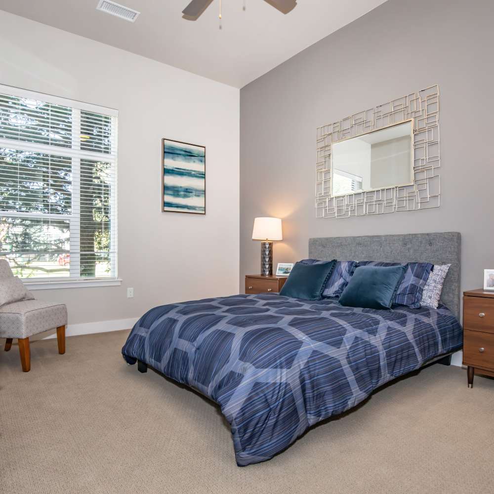 Aesthetic bedroom at Park Place Olde Town Apartments in Arvada,Colorado
