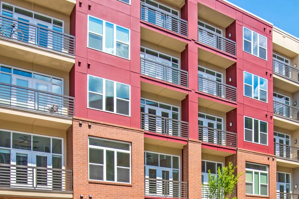 Private patios and balconies at Mercury NoDa in Charlotte, North Carolina