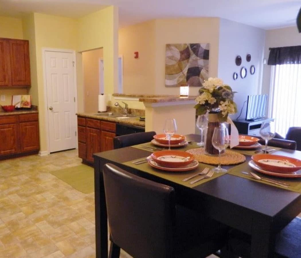 Autumn View Apartments offers a beautiful dining area in Fayetteville, North Carolina