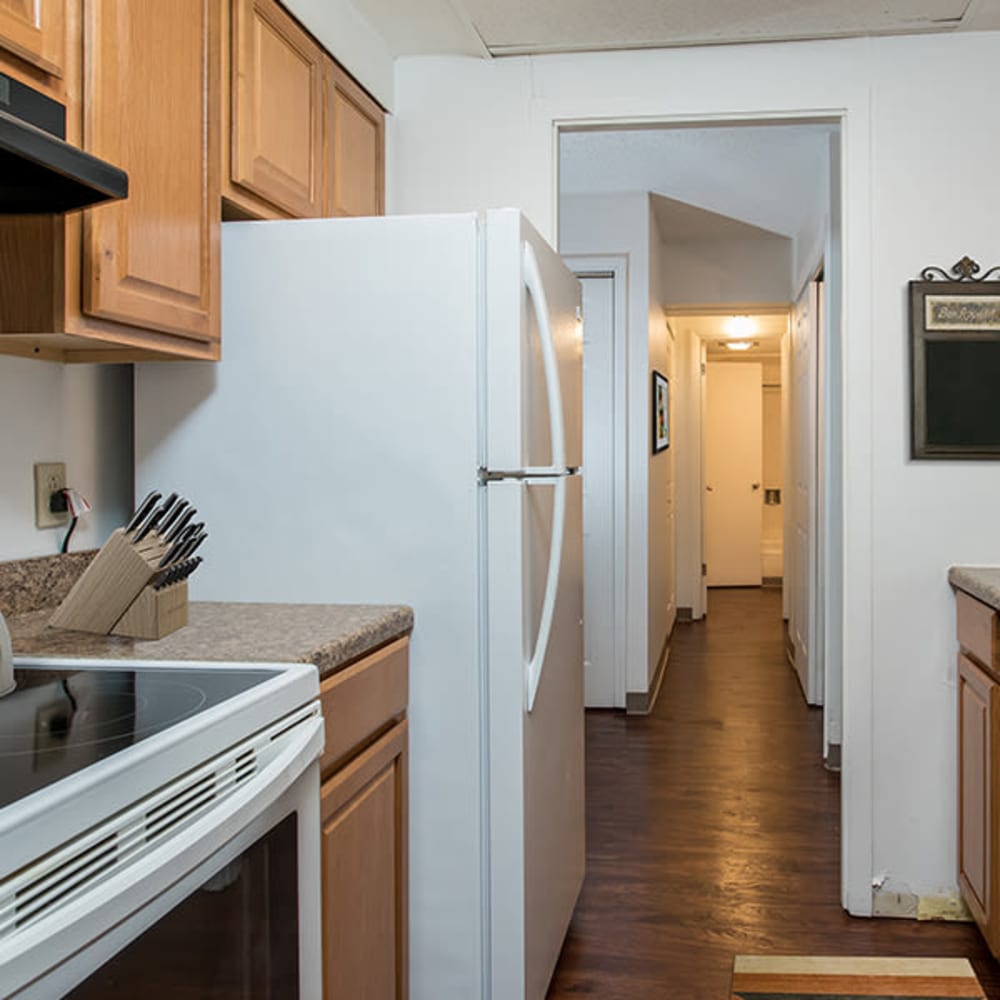 Kitchen interior in a home at Park Guilderland Apartments in Guilderland Center, New York