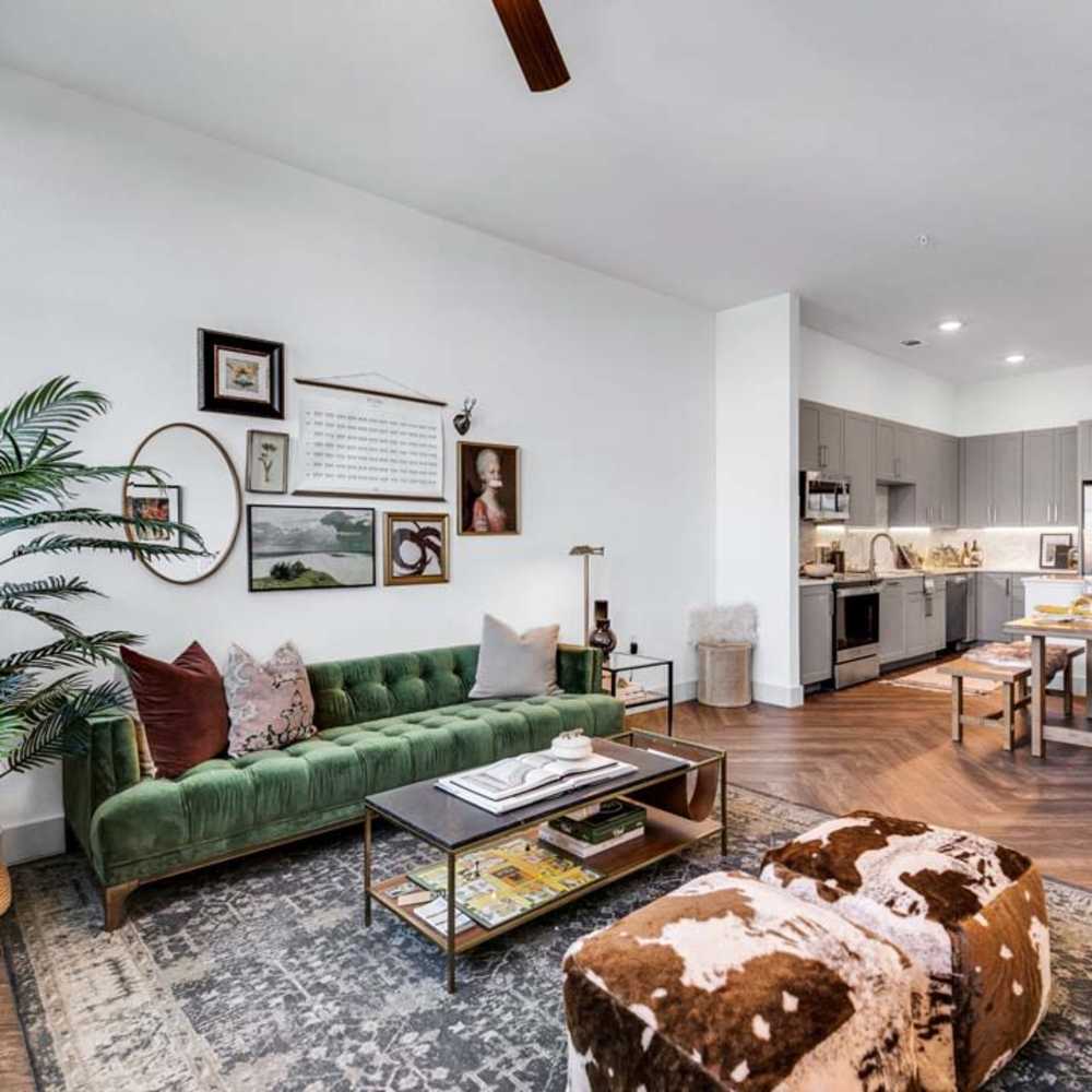 Living room at Katy Trail Uptown in Dallas, Texas