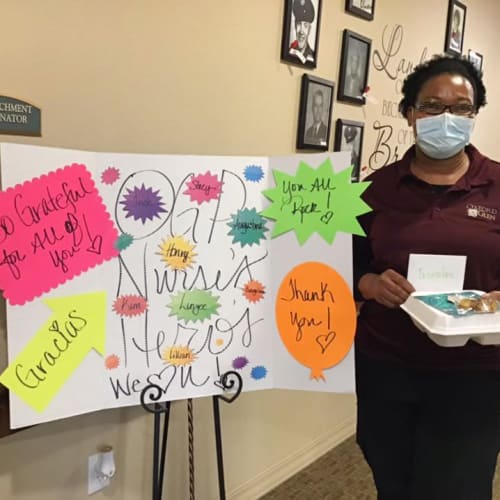 A team member at Oxford Glen Memory Care at Grand Prairie in Grand Prairie, Texas