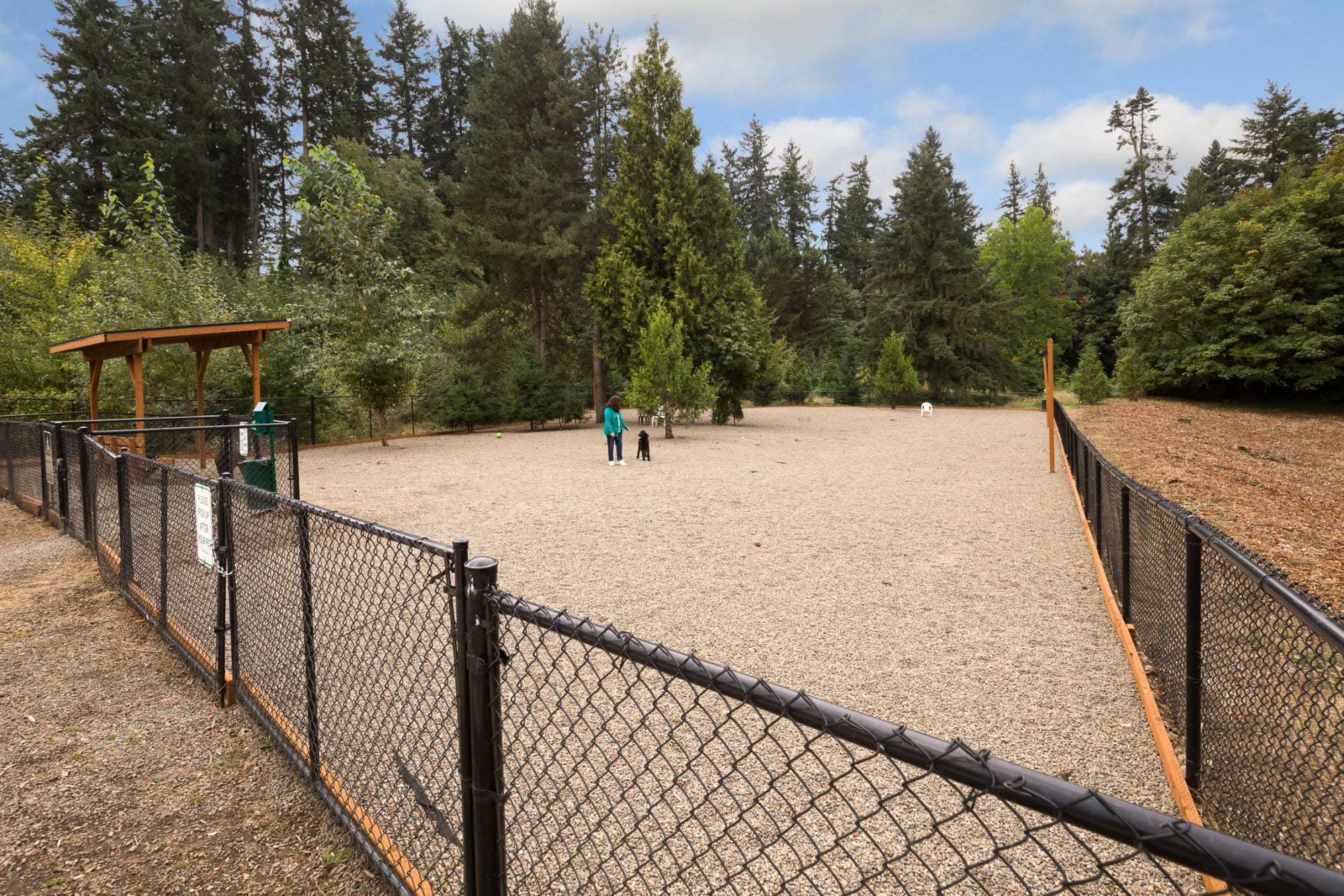 The off-leash bark park at pet-friendly Terrene at the Grove in Wilsonville, Oregon