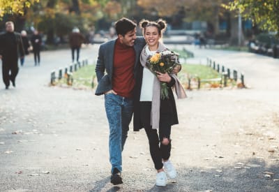 Resident couple out shopping for flowers downtown near Ten49 in Broomfield, Colorado