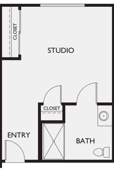 Memory care private studio at Estancia Del Sol in Corona, California