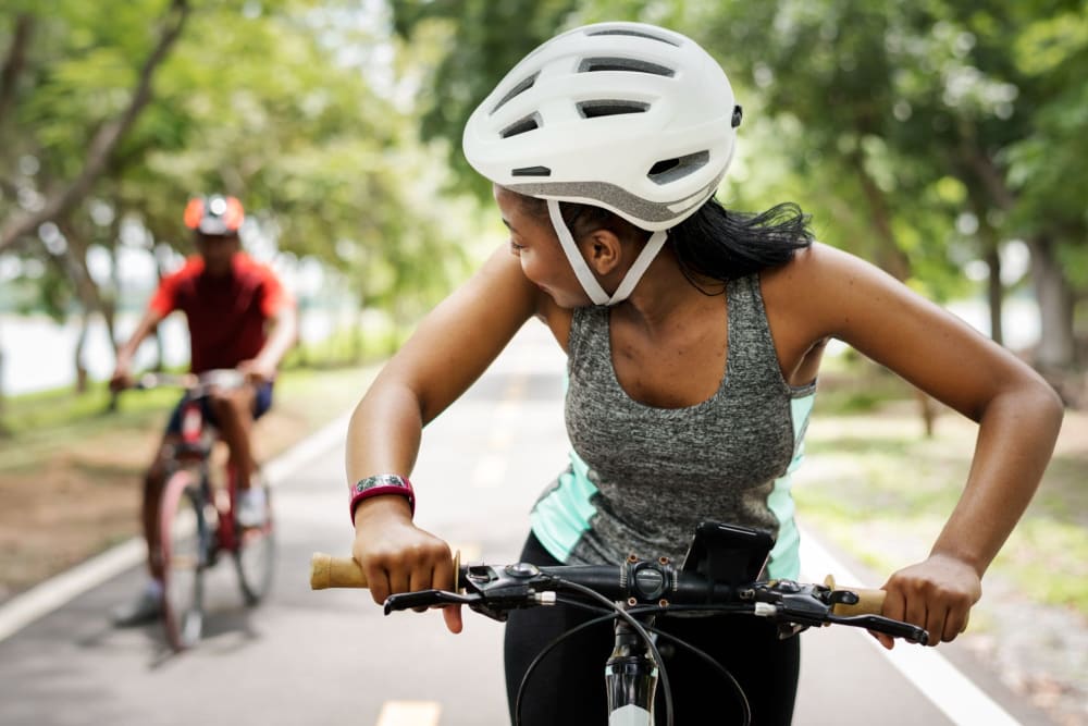 Residents riding their bikes near The Grant in Atlanta, Georgia