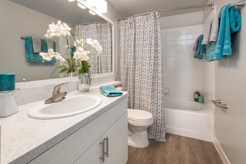 Bathroom with oval tub at The EnV in Hollywood, Florida