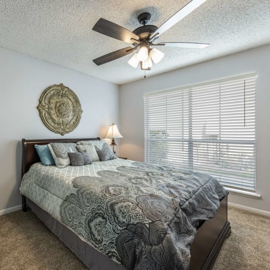 New apartment bedroom at The Landing at Clear Lake in Webster, Texas