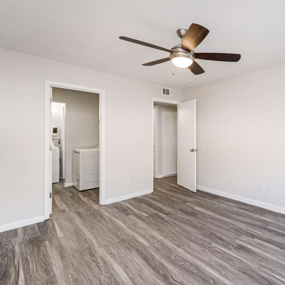 Bedroom with wood-style flooring at The Links in Chattanooga, Tennessee