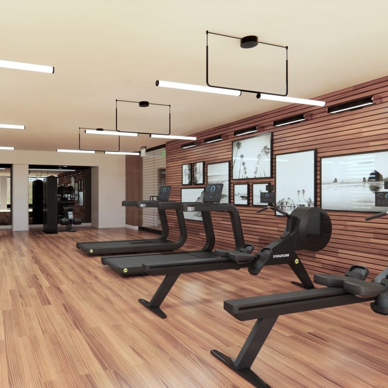 Cardio and weight lifting equipment in the fitness center at The Pacific and Malibu in Tucson, Arizona