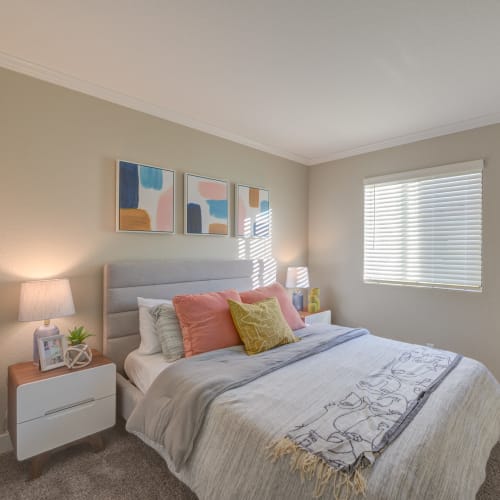 An apartment bedroom at Ardella on Chagall in Moreno Valley, California
