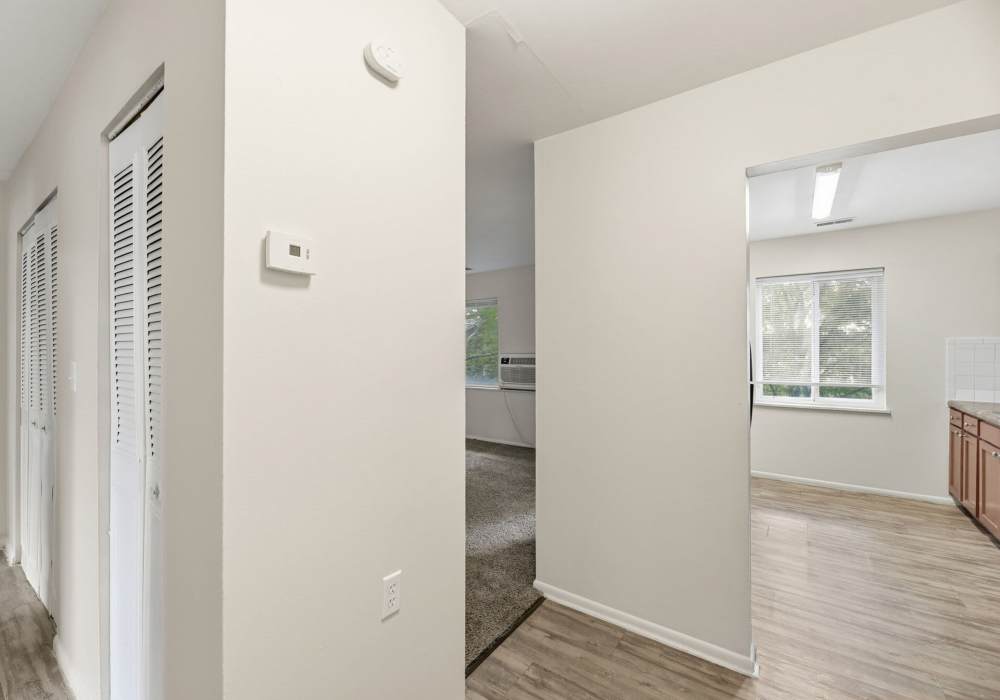 Apartment interior with connecting rooms at Pin Oak Manor Apartments in Mishawaka, Indiana