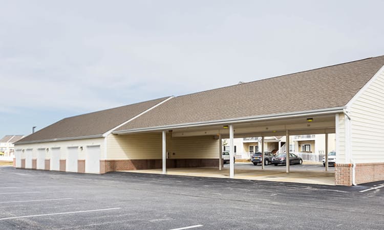 Covered parking at Cannon Mills in Dover, Delaware