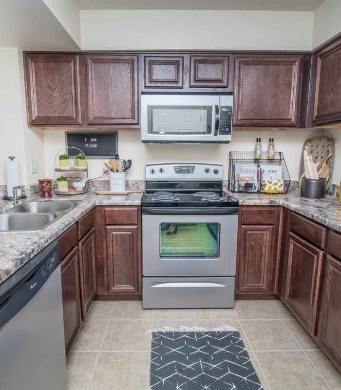 Kitchen with granite countertops at Tuscany Place in Lubbock, Texas