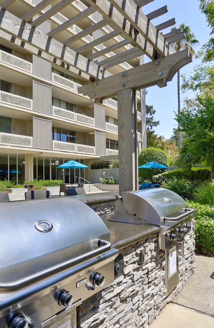 Two large outdoor gas-grills at The Marc, Palo Alto in Palo Alto, California