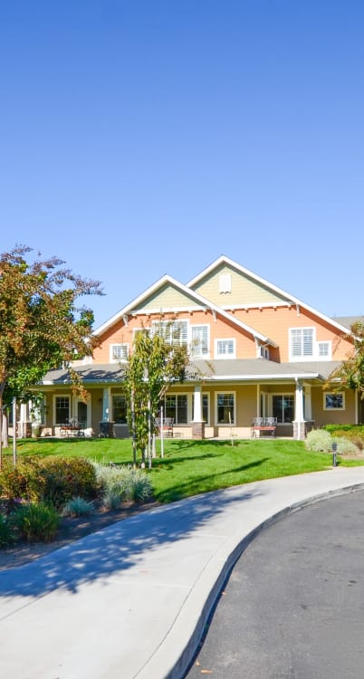 Landscaped grounds around The Commons at Union Ranch in Manteca, California