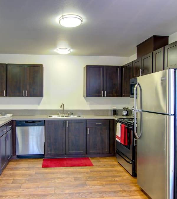 brown renovated Kitchen at The Addison Apartments in Vancouver,